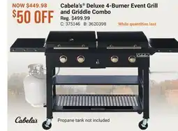 Cabela's Cabela's Deluxe 4-Burner Event Grill and Griddle Combo offer