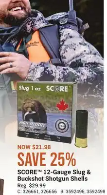 Cabela's SCORE 12-Gauge Slug & Buckshot Shotgun Shells offer