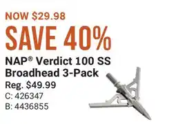 Cabela's NAP Verdict 100 SS Broadhead 3-Pack offer