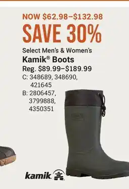 Cabela's Select Men's & Women's Kamik Boots offer