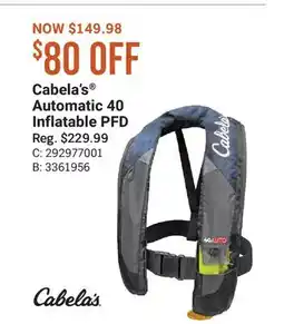 Cabela's Cabela's Automatic 40 Inflatable PFD offer