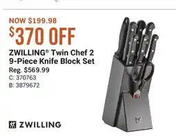 Cabela's ZWILLING Twin Chef 2 9-Piece Knife Block Set offer