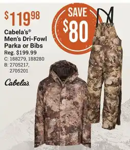 Cabela's Cabela's Men's Dri-Fowl Parka or Bibs offer