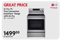 Home Hardware 6.3 Cu. Ft. True Convection InstaView Range with Air Fry offer