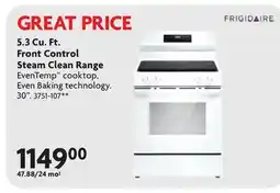 Home Hardware 5.3 Cu. Ft. Front Control Steam Clean Range offer