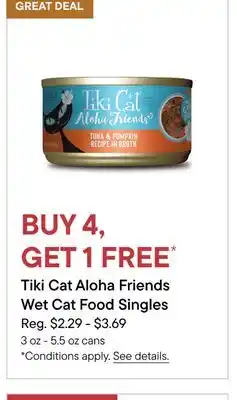 Petvalu Tiki Cat Aloha Friends Wet Cat Food Singles offer