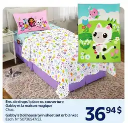 Walmart Gabby's Dollhouse twin sheet set or blanket offer