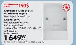 Home Hardware Empire acrylic tub & shower cabinet offer