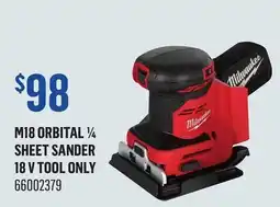 Canac M18 Orbital 1/4 Sheet Sander 18V Tool Only offer