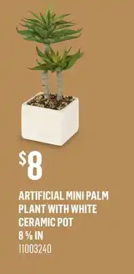 Canac Artificial Mini Palm Plant with White Ceramic Pot offer