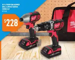 Canac 18 V Lithium-Ion Hammer Drill & Impact Driver Combo Set offer