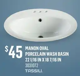 Canac Manon Oval Porcelain Wash Basin 22 1/16 in x 18 7/16 in offer