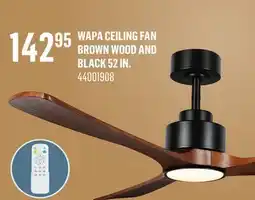 Canac Wapa Ceiling Fan Brown Wood and Black 52in offer