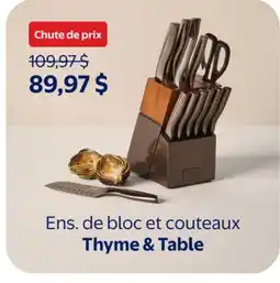 Walmart Ens. de bloc et couteaux Thyme & Table offer