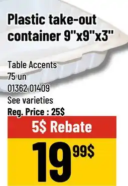 Mayrand Plastic take-out container 9x9x3 offer