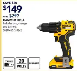 RONA DEWALT HAMMER DRILL Includes bag, charger and battery offer