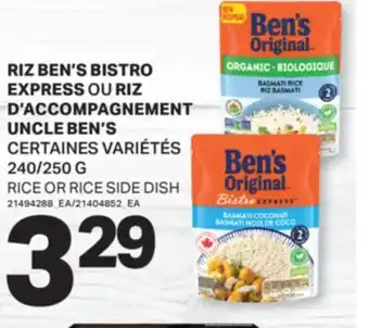 L'Intermarché RIZ BEN'S BISTRO EXPRESS OU RIZ EXPRESS OUOU RIZ D'ACCOMPAGNEMENT, 240/250 G offer