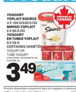 L'Intermarché YOGOURT SOURCE, 4X100G/630G OU, MINIGO, 6X60G OU YOGOURT EN TUBES, 8 X 56 G offer