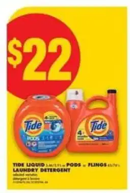 No Frills Tide Liquid/PODS/Flings Laundry Detergent offer