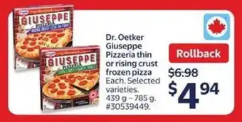Walmart Dr. Oetker Giuseppe Pizzeria Frozen Pizza offer