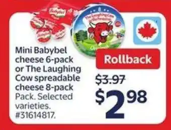 Walmart Mini Babybel cheese 6-pack or The Laughing Cow spreadable cheese 8-pack offer