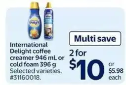 Walmart International Delight Coffee Creamer or Cold Foam offer