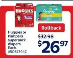 Walmart Huggies or Pampers superpack diapers offer