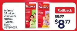 Walmart Infants' 24 mL or Children's 100 mL Tylenol offer