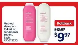 Walmart Method Shampoo or Conditioner offer