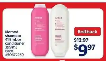 Walmart Method Shampoo or Conditioner offer