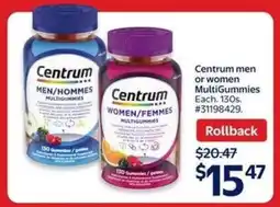Walmart Centrum Men or Women MultiGummies offer
