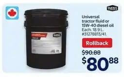 Walmart Universal tractor fluid or 15W-40 diesel oil offer