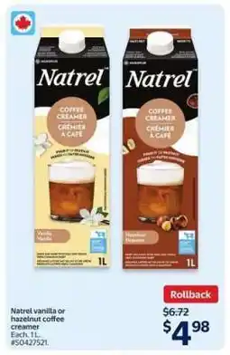 Walmart Natrel Vanilla or Hazelnut Coffee Creamer offer