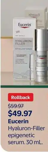 Walmart Eucerin Hyaluron-Filler epigenetic serum, 30 mL offer