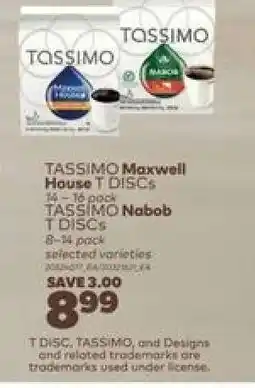 Real Canadian Superstore TASSIMO Maxwell House T DISCS / TASSIMO Nabob T DISCS offer