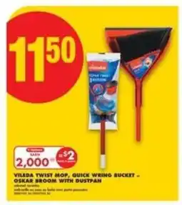 No Frills Vileda Twist Mop, Quick Wring Bucket - Oscar Broom with Dustpan offer
