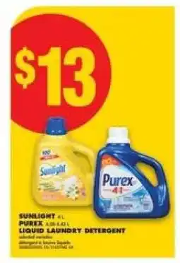 No Frills Sunlight / Purex Liquid Laundry Detergent offer