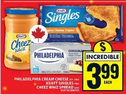 Food Basics Philadelphia Cream Cheese, Kraft Singles, Cheez Whiz Spread offer