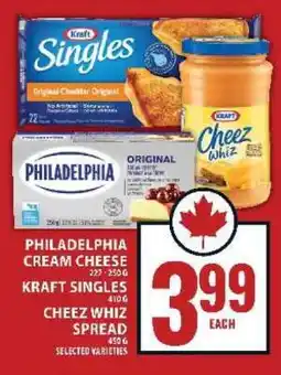 Food Basics Philadelphia Cream Cheese, Kraft Singles, Cheez Whiz Spread offer