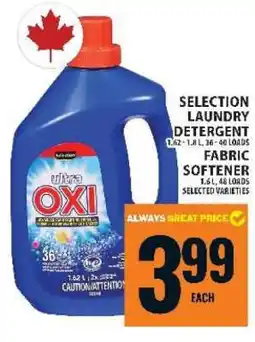 Food Basics SELECTION LAUNDRY DETERGENT / FABRIC SOFTENER offer