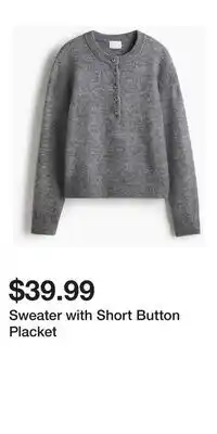 H&M Sweater with Short Button Placket offer