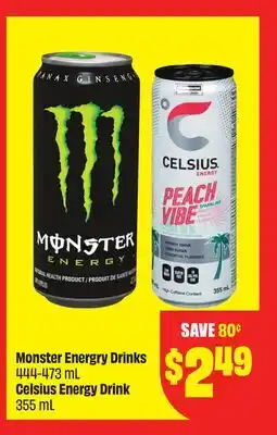FreshCo Monster Energy Drinks 444-473 mL Celsius Energy Drink 355 mL offer