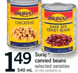 Fortinos SURAJ CANNED BEANS, 540 ML offer