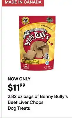 Petvalu 2.82 oz bags of Benny Bully's Beef Liver Chops Dog Treats offer