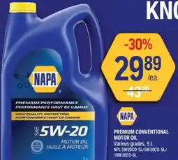 NAPA Auto Parts Premium conventional motor oil offer