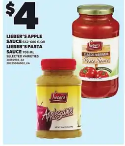 Loblaws LIEBER'S APPLE SAUCE 652-680 G OR LIEBER'S PASTA SAUCE 700 ML offer