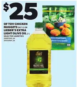 Loblaws OF TOV CHICKEN NUGGETS 90 G OR LIEBER'S EXTRA LIGHT OLIVE OIL 2 L offer