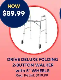 Wellwise by Shoppers DRIVE DELUXE FOLDING 2-BUTTON WALKER with 5 WHEELS offer