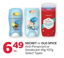 Rexall SECRET or OLD SPICE Anti-Perspirant or Deodorant offer