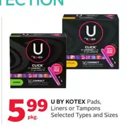 Rexall U BY KOTEX Pads, Liners or Tampons offer